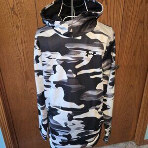 Under Armour Armour Fleece Camo Hoodie YXL Youth XL Black White Gray Like New